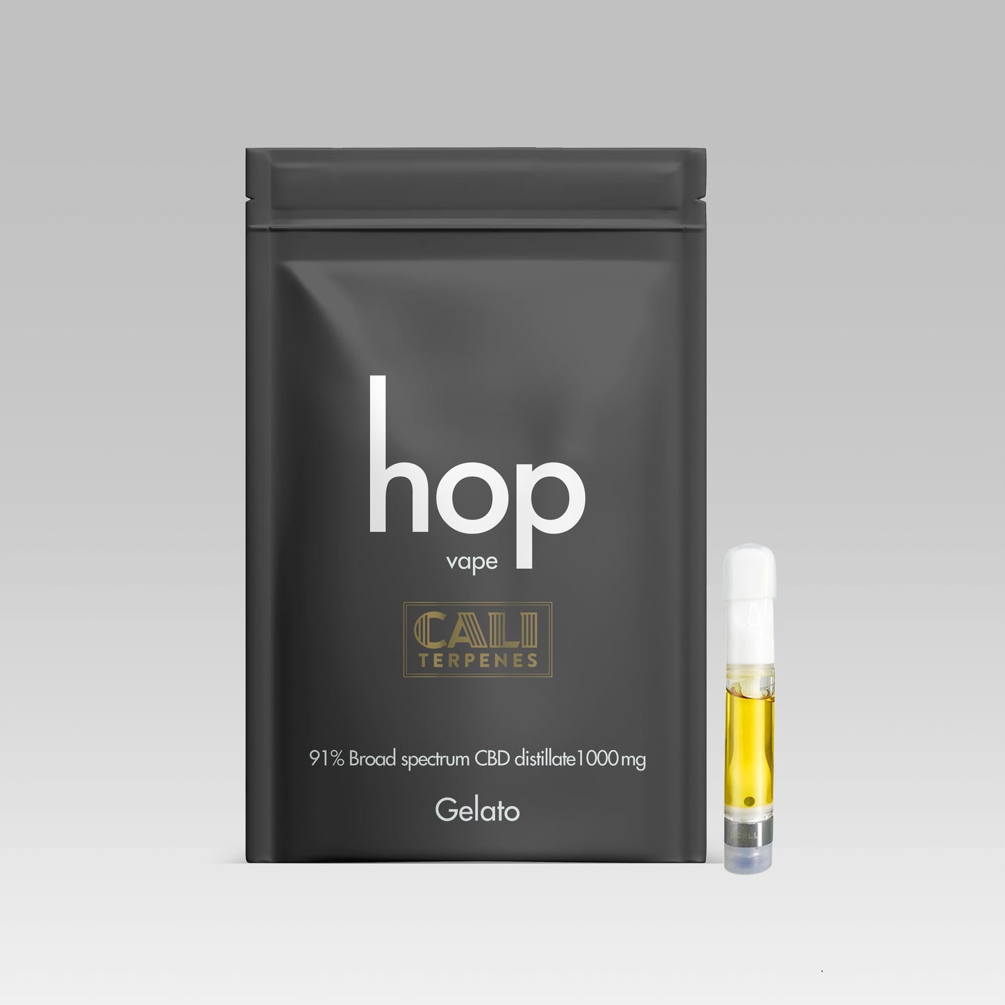 CARTUCHO DESTILADO CBD 91% GELATO CALIDAD SUPREMA DE HOP VAPE X CALI TERPENES