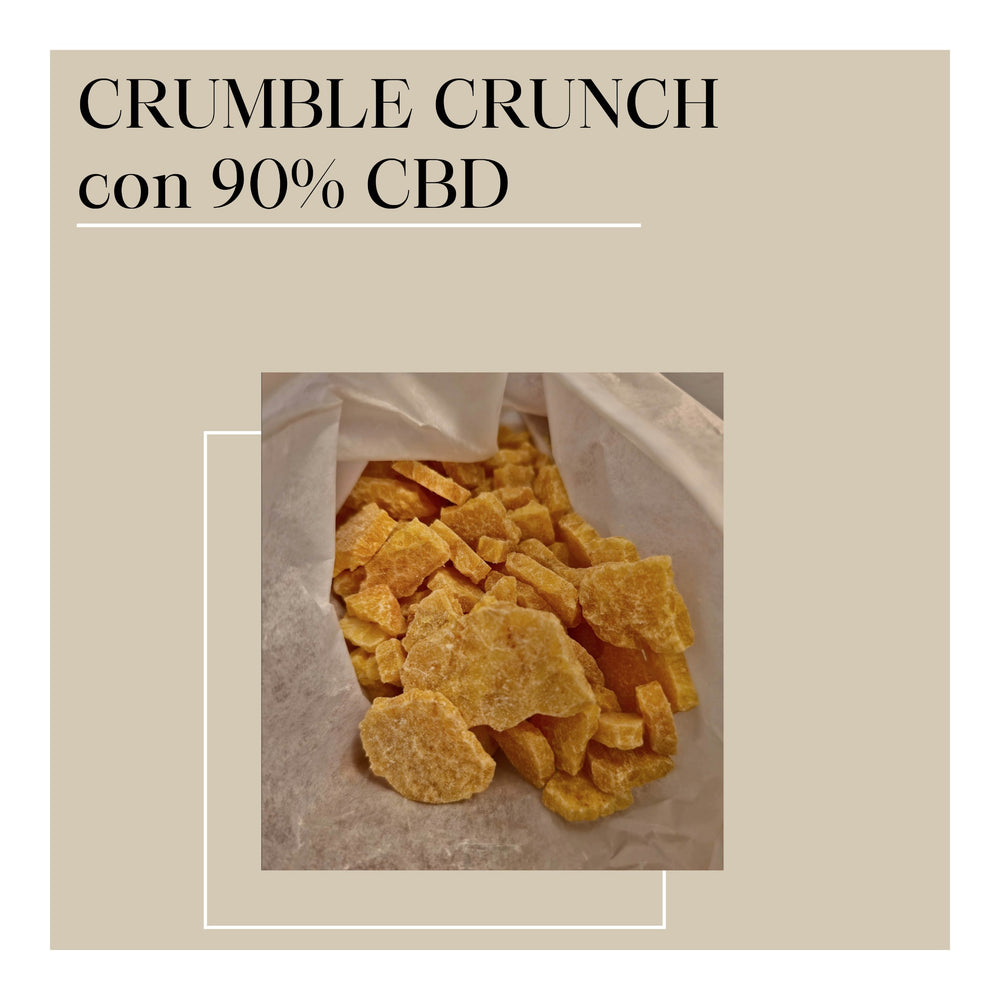 Crumble crunch extracto CBD 90% color amarillo en papel Kraft 